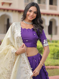 Fantastic Purple Sequins Embroidered Crush Wedding Wear Lehenga Choli