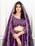 Fantastic Purple Sequins Georgette Wedding Lehenga Choli With Dupatta - Zeel Clothing