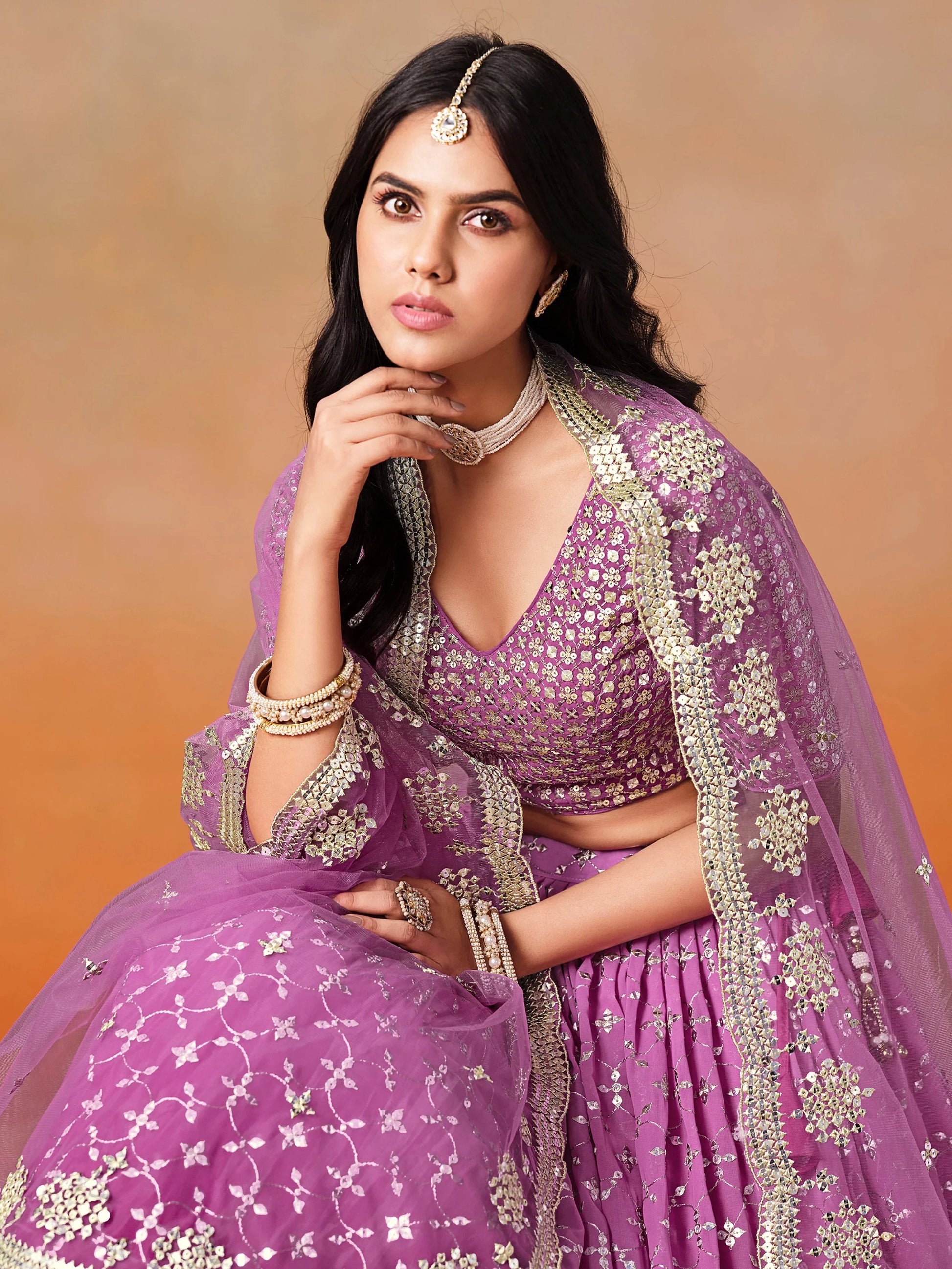 Fantastic Rani Pink Georgette Reception Wear Lehenga Choli - Zeel Clothing