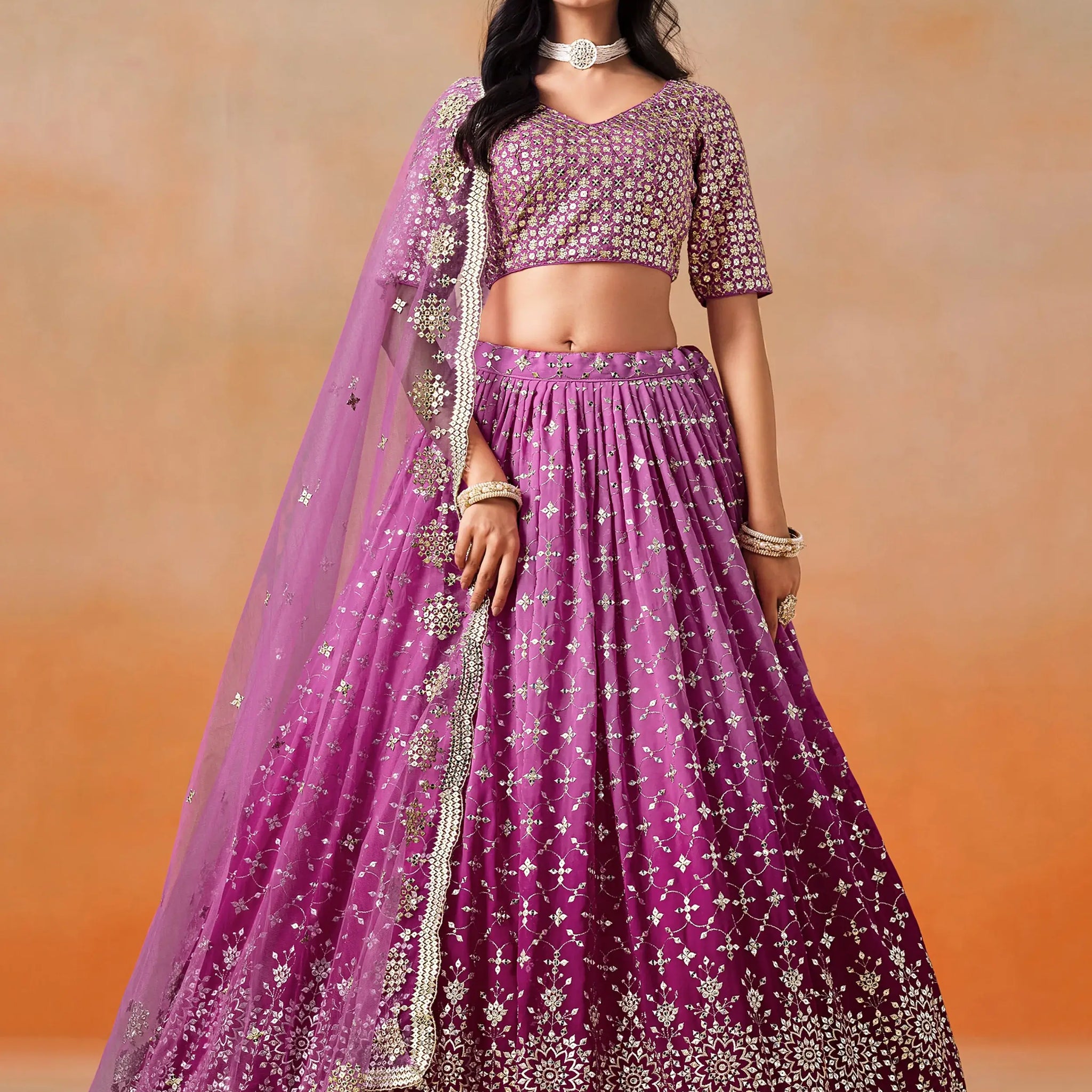Fantastic Rani Pink Georgette Reception Wear Lehenga Choli - Zeel Clothing