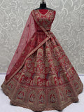 Fantastic Red Dori Embroidery Silk Bridal Lehenga Choli With Double Dupatta