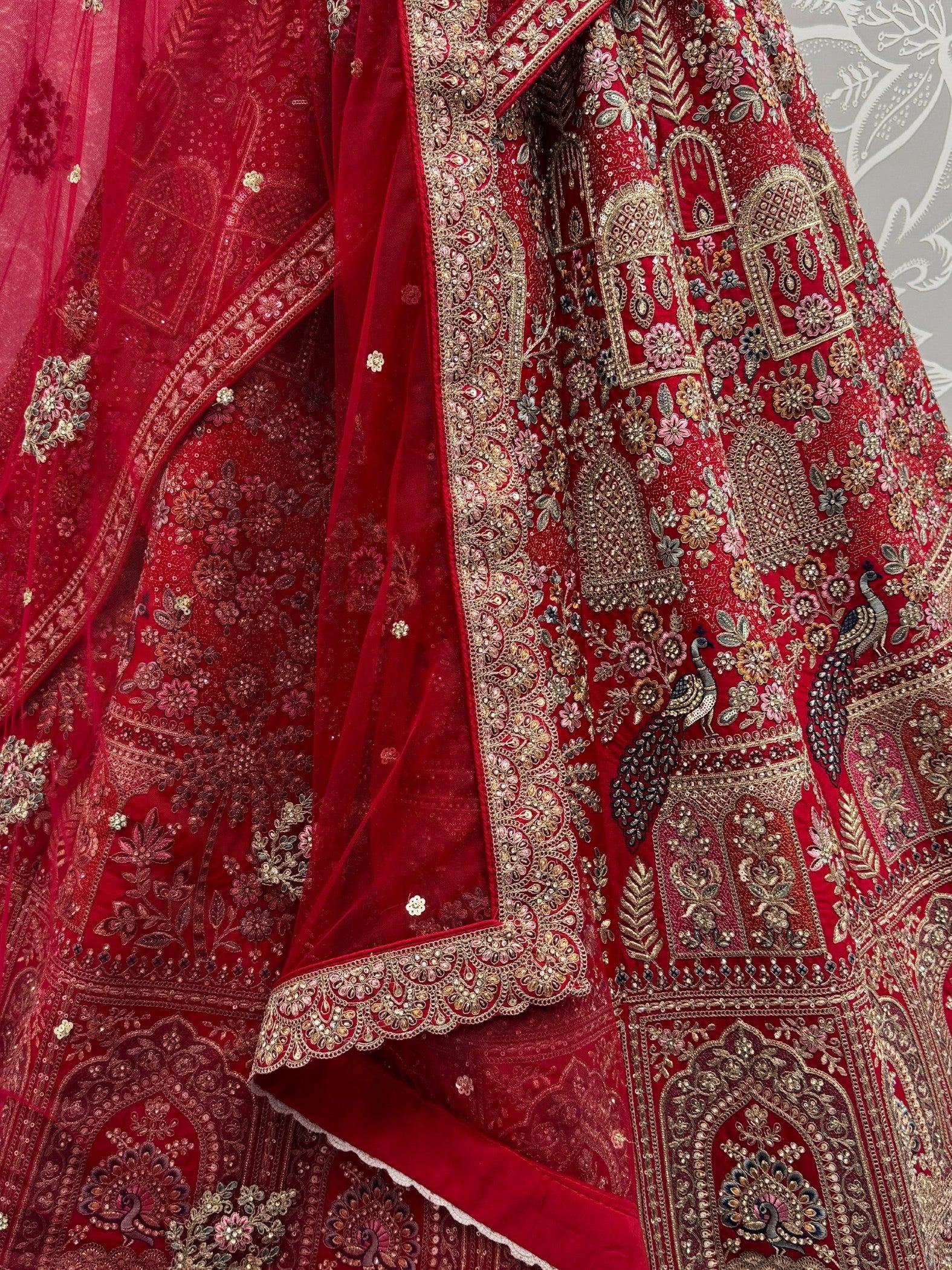 Fantastic Red Dori Embroidery Silk Bridal Lehenga Choli With Double Dupatta