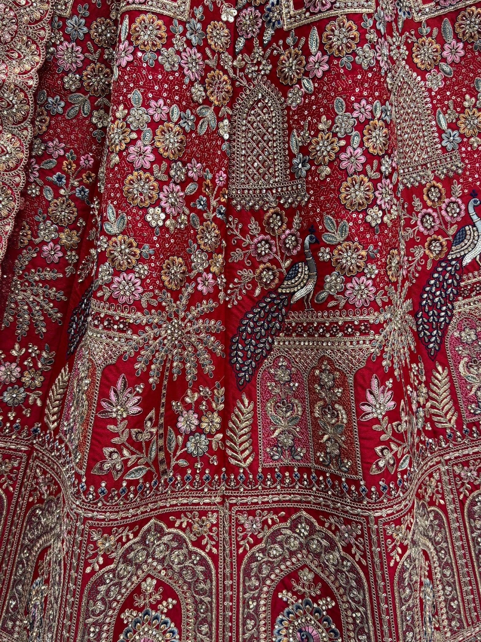 Fantastic Red Dori Embroidery Silk Bridal Lehenga Choli With Double Dupatta