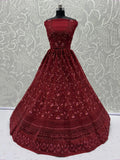 Fantastic Red Floral Embroidered Net Bridal Lehenga Choli With Dupatta - Zeel Clothing