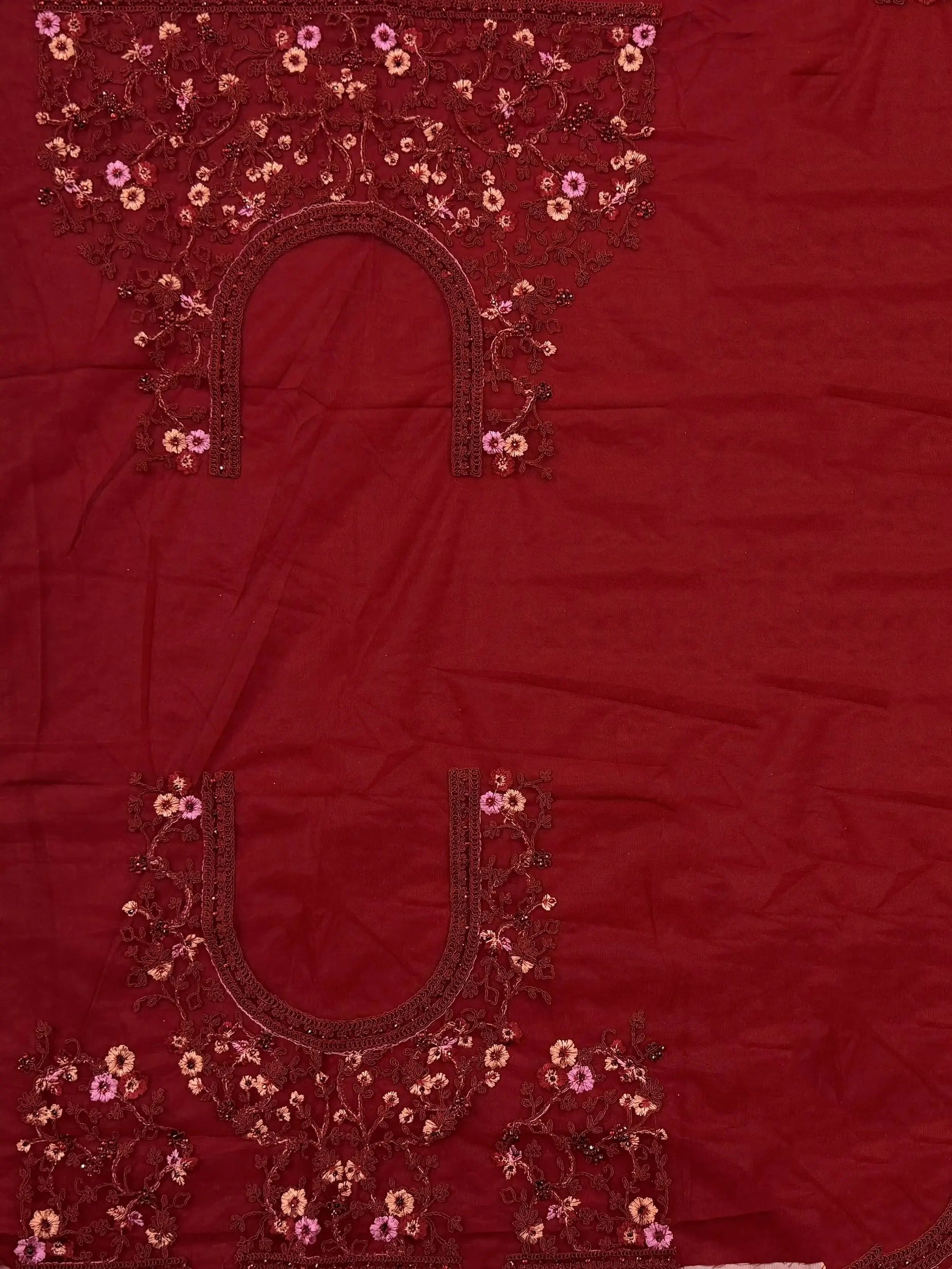 Fantastic Red Floral Embroidered Net Bridal Lehenga Choli With Dupatta - Zeel Clothing