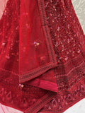 Fantastic Red Floral Embroidered Net Bridal Lehenga Choli With Dupatta - Zeel Clothing
