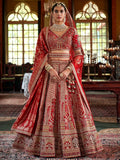 Fantastic Red Heavy Embroidered Silk Bridal Lehenga Choli With Double Dupatta