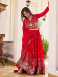 Fantastic Red Sequins Georgette Wedding Wear Lehenga Choli - Zeel Clothing