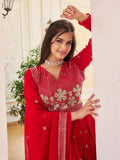 Fantastic Red Sequins Georgette Wedding Wear Lehenga Choli - Zeel Clothing