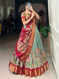 Fantastic Sea Green Kalamkari Printed Silk Festival Wear Lehenga Choli - Zeel Clothing