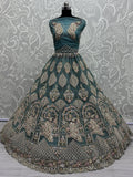 Fantastic Teal Blue Dori Work Net Lehenga Choli With Dupatta - Zeel Clothing