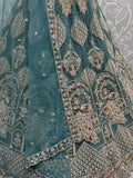 Fantastic Teal Blue Dori Work Net Lehenga Choli With Dupatta - Zeel Clothing