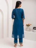 Fantastic Teal Blue Hand Work Jacquard Silk Party Wear Pant Suit With Dupatta - Zeel Clothing