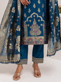 Fantastic Teal Blue Hand Work Jacquard Silk Party Wear Pant Suit With Dupatta - Zeel Clothing