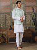 Fantastic White Embroidered Silk Festive Wear Men Kurta Set And Jacket