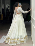 Fantastic White Lace Work Chiffon Navratri Special Lehenga Choli With Dupatta - Zeel Clothing