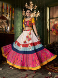Fantastic White Mirror Work Cotton Navratri Lehenga Choli