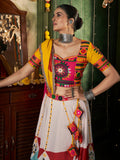 Fantastic White Mirror Work Cotton Navratri Lehenga Choli