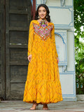 Fantastic Yellow Kutchi Patch Work Georgette Festive Special Gown - Zeel Clothing