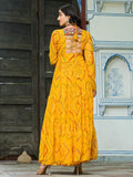 Fantastic Yellow Kutchi Patch Work Georgette Festive Special Gown - Zeel Clothing