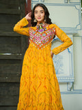 Fantastic Yellow Kutchi Patch Work Georgette Festive Special Gown - Zeel Clothing