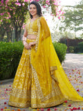 Fantastic Yellow Thread Embroidery Sangeet Wear Lehenga Choli - Zeel Clothing