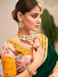 Fantastical Dark Green Embroidered Border Vichitra Silk Wear Saree - Zeel Clothing
