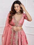 Fantastical Pink Sequins Art Silk Wedding Wear Lehenga Choli - Zeel Clothing
