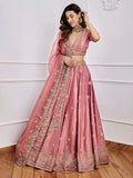 Fantastical Pink Sequins Art Silk Wedding Wear Lehenga Choli - Zeel Clothing