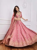 Fantastical Pink Sequins Art Silk Wedding Wear Lehenga Choli - Zeel Clothing