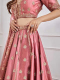 Fantastical Pink Sequins Art Silk Wedding Wear Lehenga Choli - Zeel Clothing
