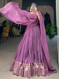 Fantastical Purple Zari Weaving Chanderi Navratri Wear Lehenga Choli - Zeel Clothing