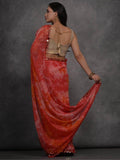 Fantastical Red Digital Printed Georgette Saree With Blouse - Zeel Clothing