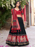 Fascinating Black Patola Printed Tussar Silk Lehenga Choli With Dupatta - Zeel Clothing