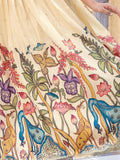 Fascinating Cream Digital Printed Silk Festive Wear Gown - Zeel Clothing