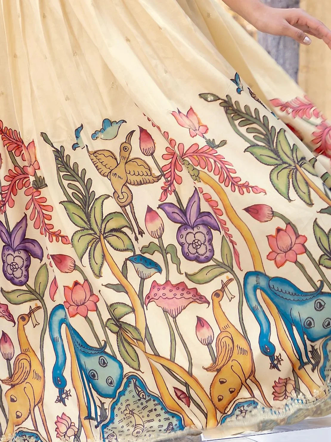 Fascinating Cream Digital Printed Silk Festive Wear Gown - Zeel Clothing