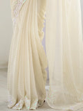 Fascinating Cream Sequins Georgette Event Wear Saree With Blouse - Zeel Clothing