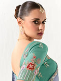 Fascinating Dusty Blue Border Work Tissue Silk Party Wear Saree - Zeel Clothing