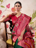 Fascinating Green Patola Printed Tussar Silk Festival Wear Saree - Zeel Clothing