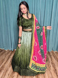 Fascinating Green Sequins Chinon Sangeet Wear Lehenga Choli - Zeel Clothing