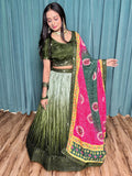 Fascinating Green Sequins Chinon Sangeet Wear Lehenga Choli - Zeel Clothing