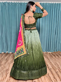 Fascinating Green Sequins Chinon Sangeet Wear Lehenga Choli - Zeel Clothing