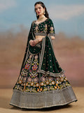 Fascinating Green Sequins Georgette Mehendi Wear Lehenga Choli - Zeel Clothing