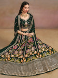 Fascinating Green Sequins Georgette Mehendi Wear Lehenga Choli - Zeel Clothing