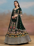 Fascinating Green Sequins Georgette Mehendi Wear Lehenga Choli - Zeel Clothing
