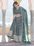 Fascinating Green Sequins Jacquard Wedding Wear Lehenga Choli - Zeel Clothing
