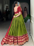 Fascinating Green Zari Weaving Chanderi Lehenga Choli With Dupatta - Zeel Clothing