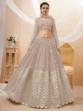 Fascinating Grey Sequins Georgette Reception Wear Lehenga Choli - Zeel Clothing