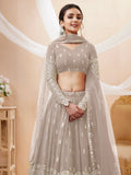 Fascinating Grey Sequins Georgette Reception Wear Lehenga Choli - Zeel Clothing