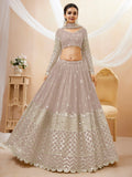 Fascinating Grey Sequins Georgette Reception Wear Lehenga Choli - Zeel Clothing